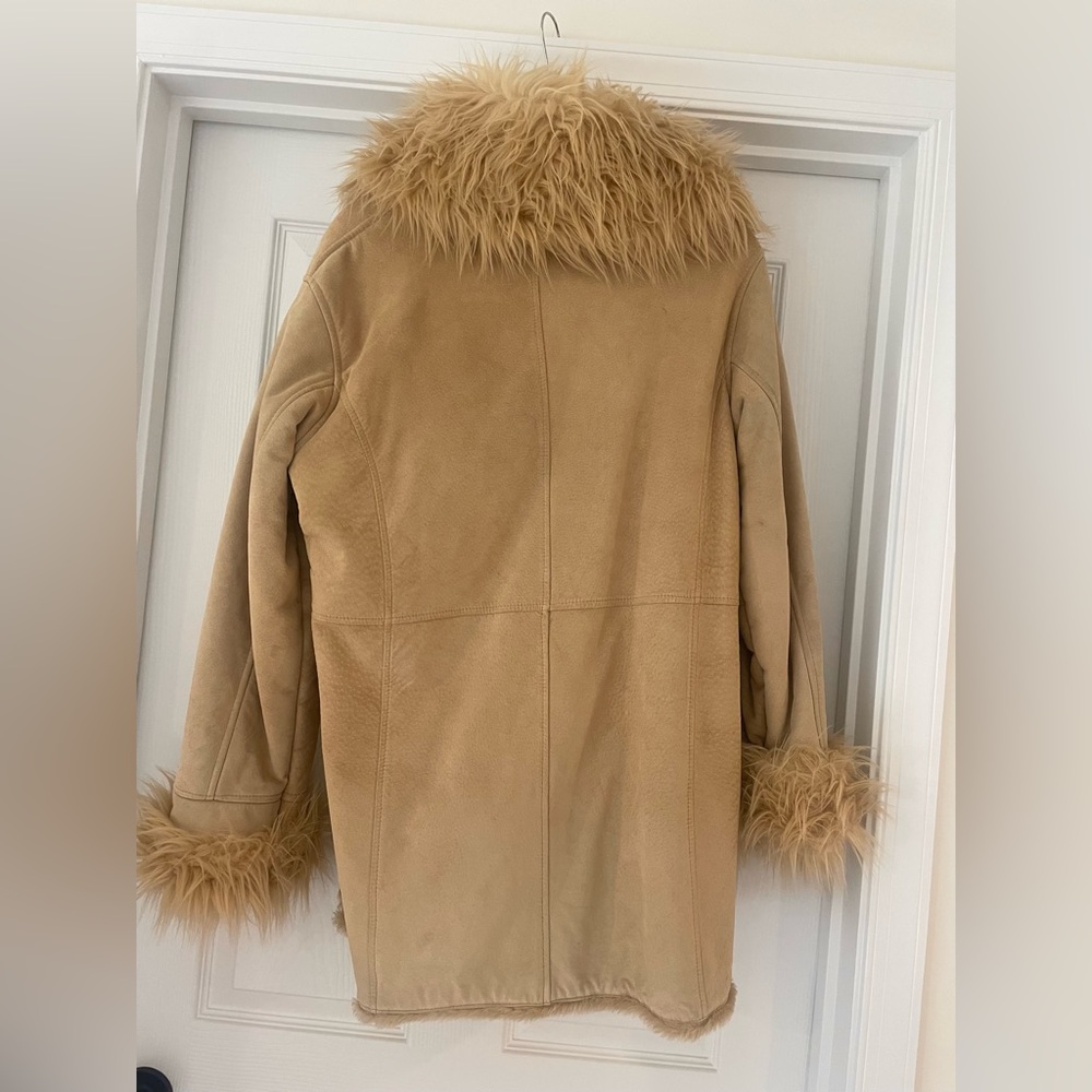 Bohemian Caramel Blonde Women’s Wilsons Leather Suede Faux Fur Coat - Picture 6 of 8
